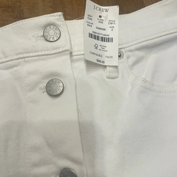 J. Crew Factory White Button-Front Denim Mini Skirt NWT - Picture 6 of 6